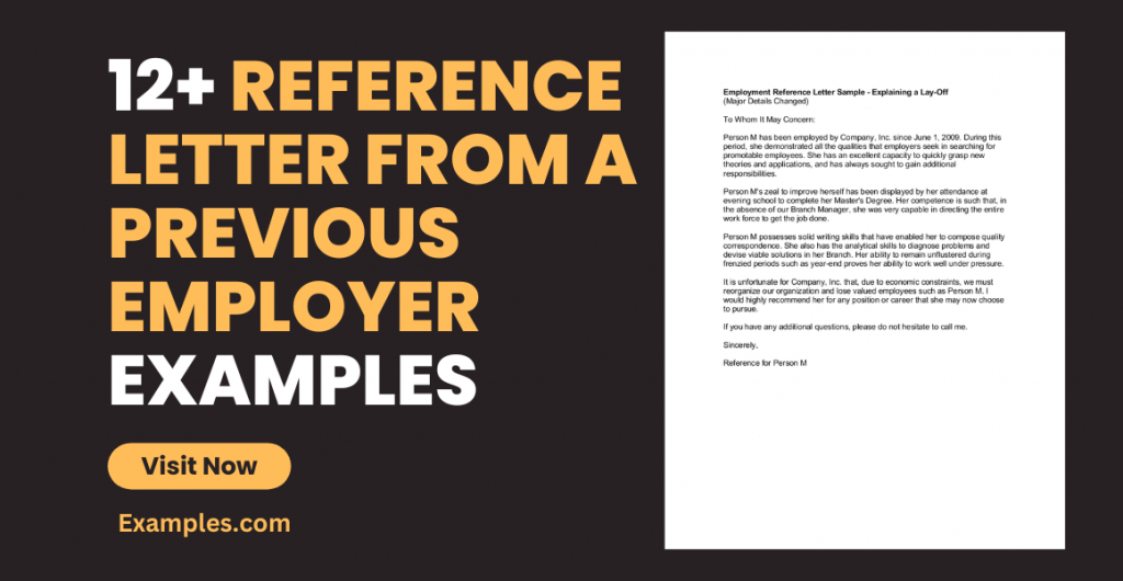 Reference Letter from a Previous Employer Examples