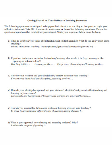 Reflective Teaching Statement - 5+ Examples, Format, Pdf | Examples