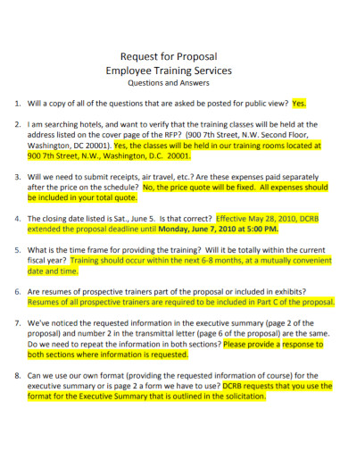 request for proposal employee training services