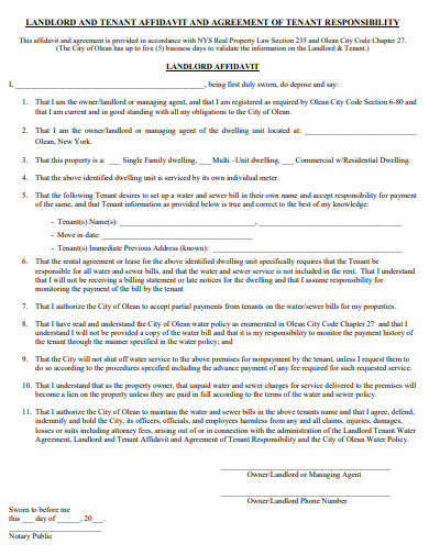residential landlord tenant agreement example