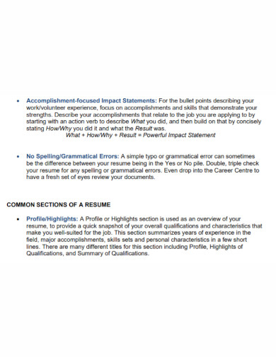 resume impact statement template