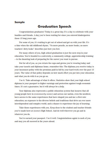 sample graduation speech essay