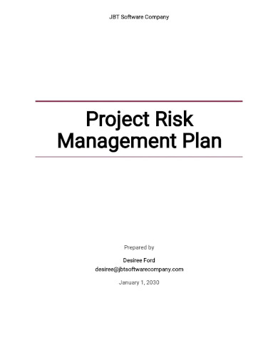 sample project risk management plan template