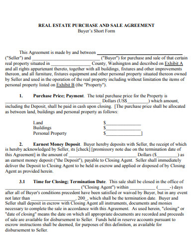 sample real estate purchase and sale agreement