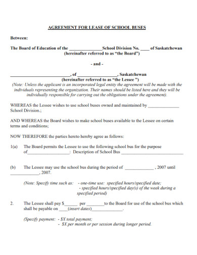 school buses lease agreement