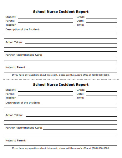 school nurse incident report