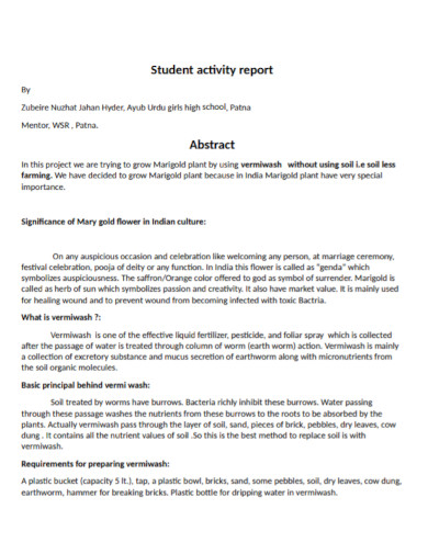 school student activity report