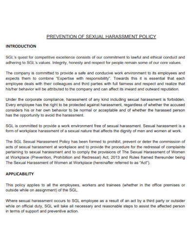 Sexual Harassment Policy Template