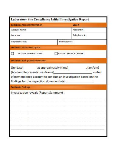 site compliance initial investigation report