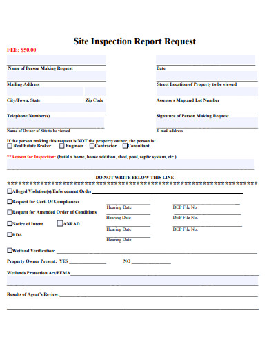 site inspection report request template
