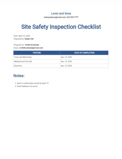 Site Safety Inspection Checklist - 10+ Examples, Format, Pdf | Examples