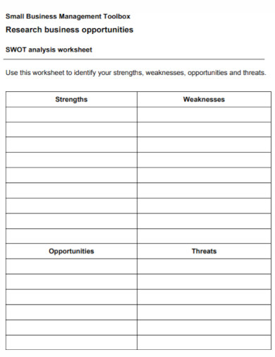 small business swot analysis worksheet