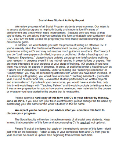 Student Activity Report - 10+ Examples, Format, Pdf | Examples