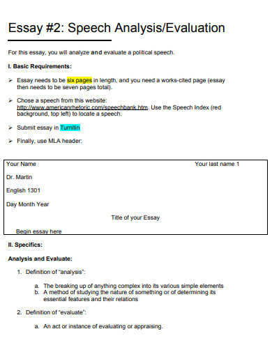 how to evaluate a speech examples