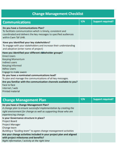 standard change management checklist
