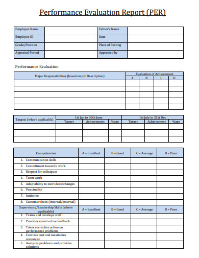 Performance Evaluation Report - 10+ Examples, Format, Pdf | Examples