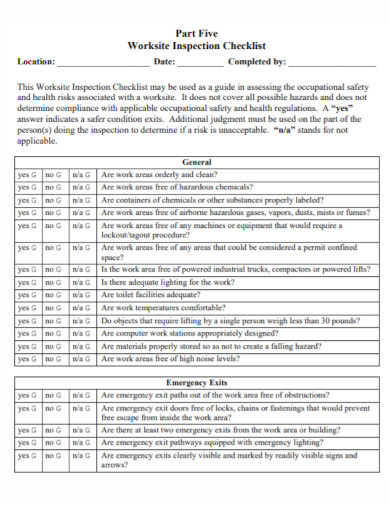 Worksite Inspection Checklist - Examples, How to Write, Format, Pdf