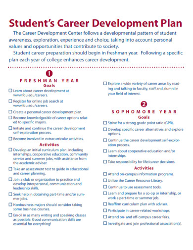 Career Development Plan For Students 10 Examples Format How To 