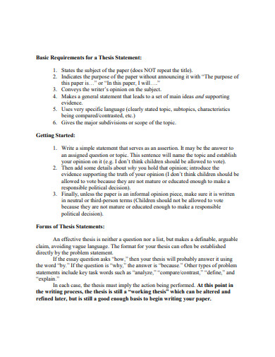 what are 3 common problems in thesis statements