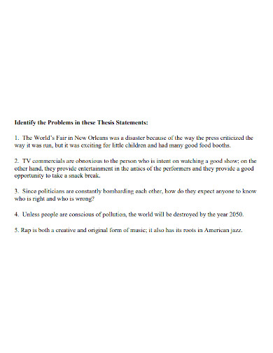 Thesis Problem Statement - 6+ Examples, Format, Pdf | Examples