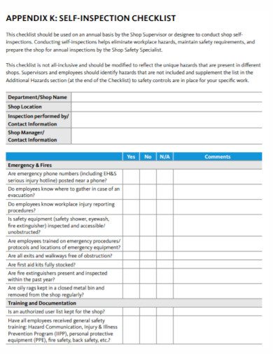 university self inspection checklist1