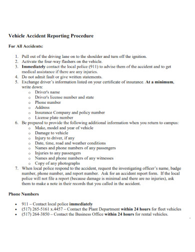 vehicle damage accident report