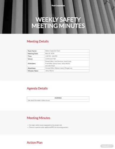 Weekly Safety Meeting Minutes Template