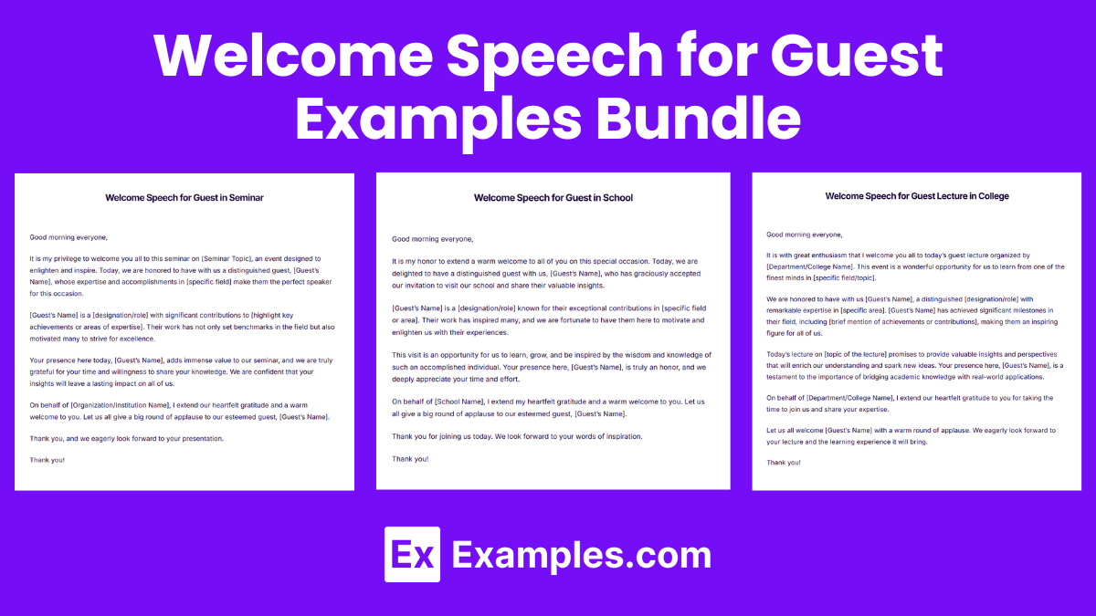 Welcome Speech for Guest Examples Bundle