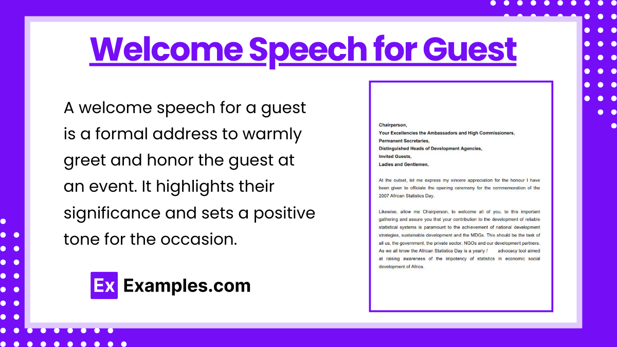 Welcome Speech for Guest