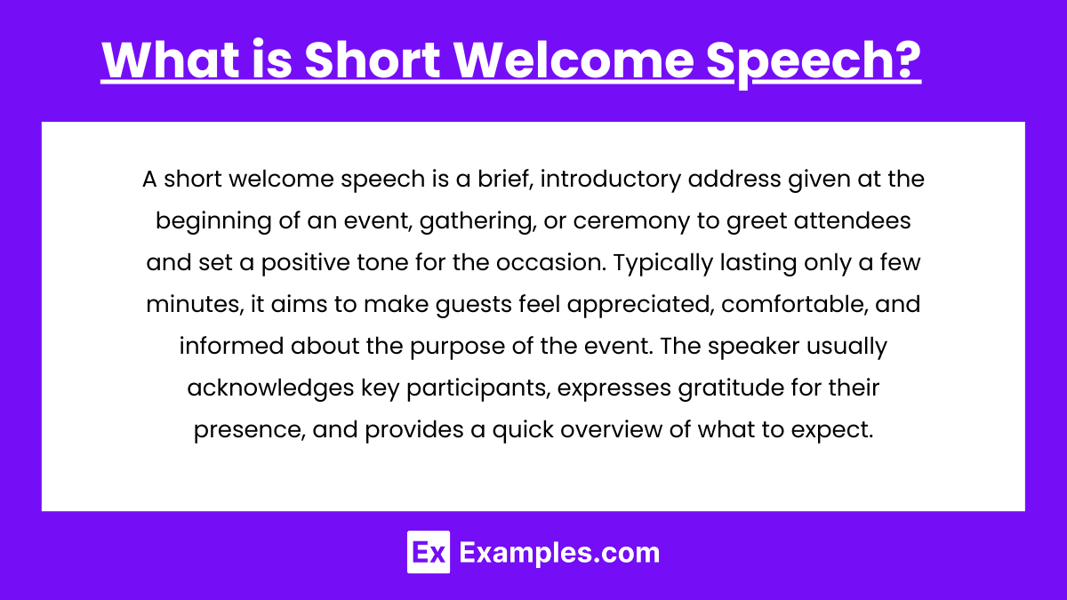 What is Short Welcome Speech