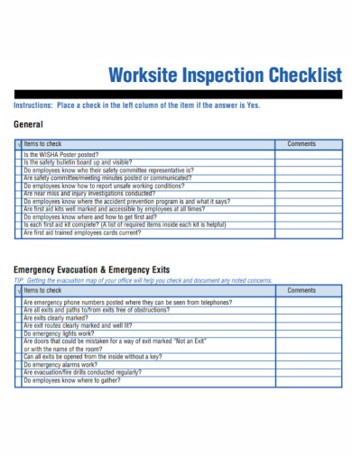 Worksite Inspection Checklist - Examples, How to Write, Format, Pdf