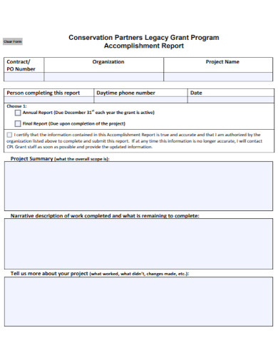 accomplishment report template