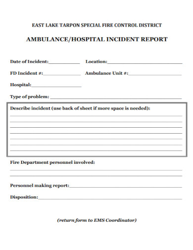 ambulance hospital incident report