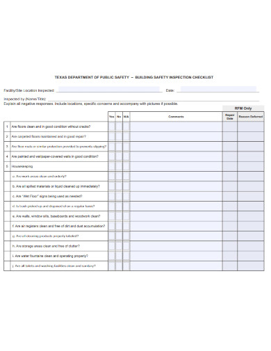 Annual Building Inspection Checklist 3 Examples Format Pdf Examples