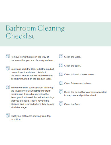 Basic Bathroom Cleaning Checklist