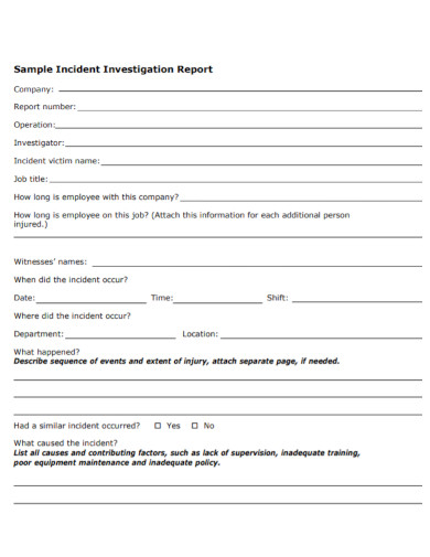 basic incident investigative report