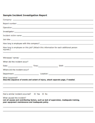 Incident Investigative Report - 10+ Examples, Format, Pdf | Examples