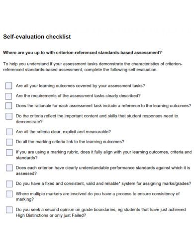 basic self evaluation checklist