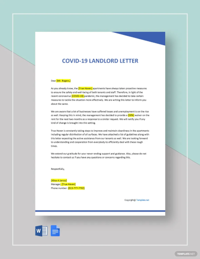 covid 19 landlord letter template