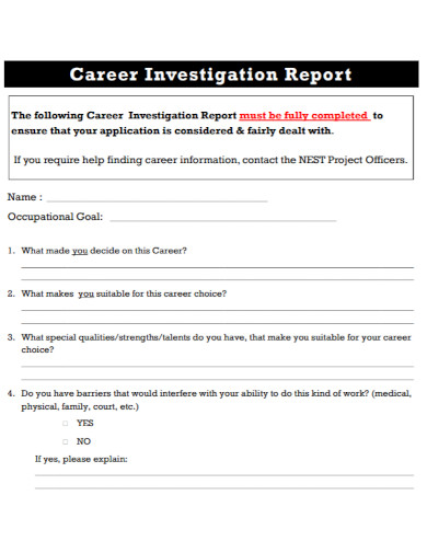 career investigation report in pdf