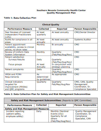 Clinical Quality Management Plan 10 Examples Format Pdf