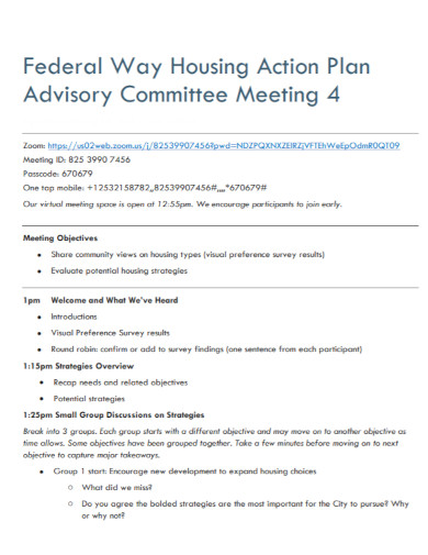 committee meeting action plan