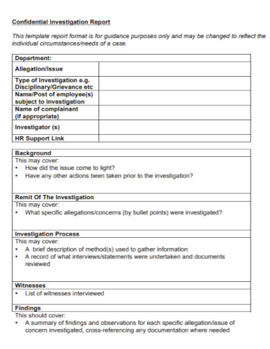 confidential hr investigation report
