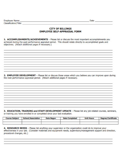 Employee Self Appraisal - 10+ Examples, Format, Pdf | Examples