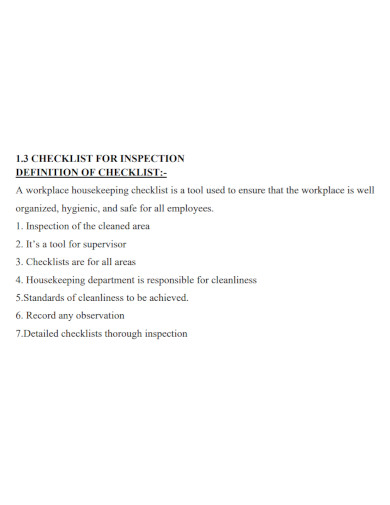 employees workplace housekeeping checklist