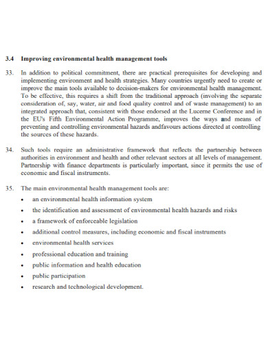 environmental health action plan