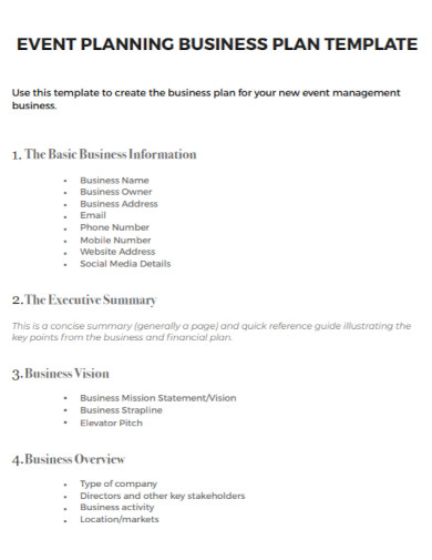 Event Planning Business Plan - 6+ Examples, Word, Google Docs, How to ...