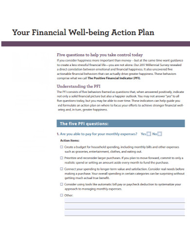 financial well being action plan