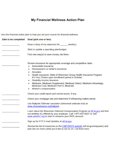 financial wellness action plan