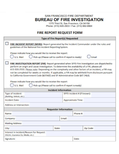 fire investigation report form